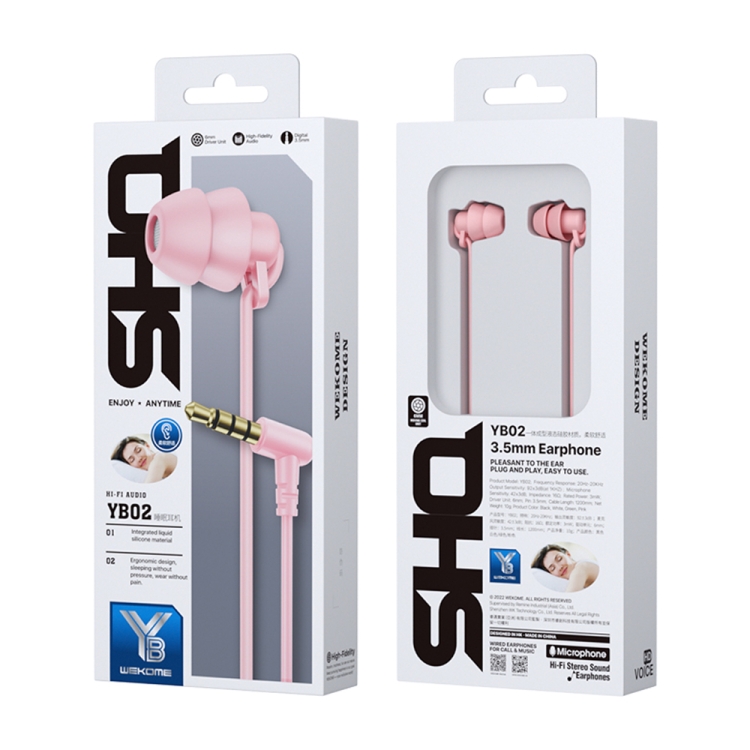 Wekome YB02 Sleep friendly earphones 3.5MM PINK - Image 3
