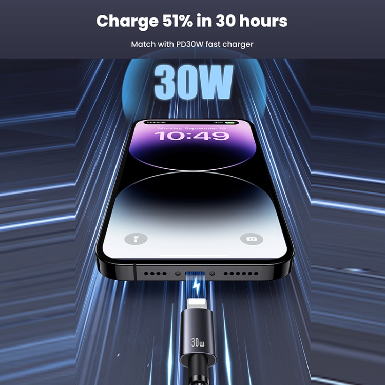 USAMS 2M Aluminium, Fast USB C to Lightning, Charge Cable - Image 2