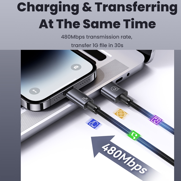 USAMS 1.2M Aluminium, Fast Lightning Charge Cable - Image 6